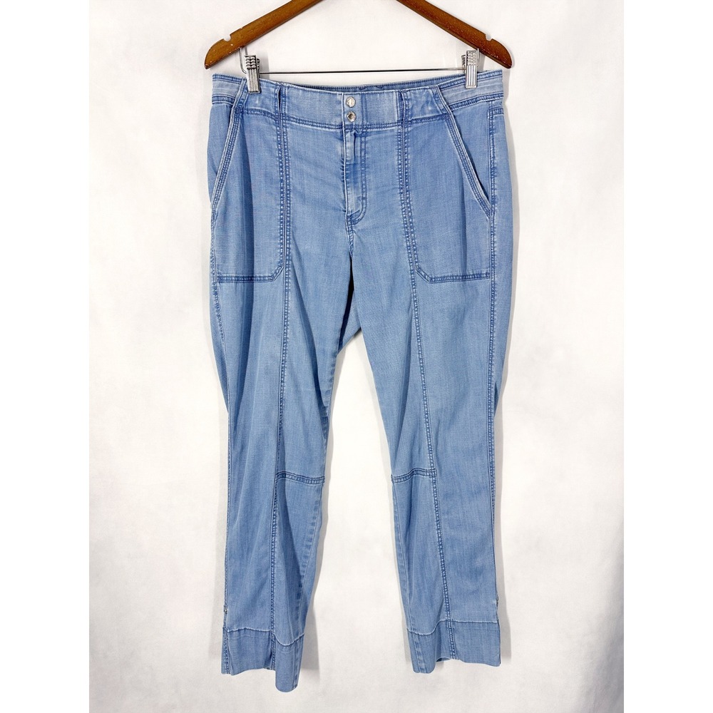 WHBM Lyocell Cotton Blue Pret-A-Pedi Blue Tapered Pants Womens Size 10